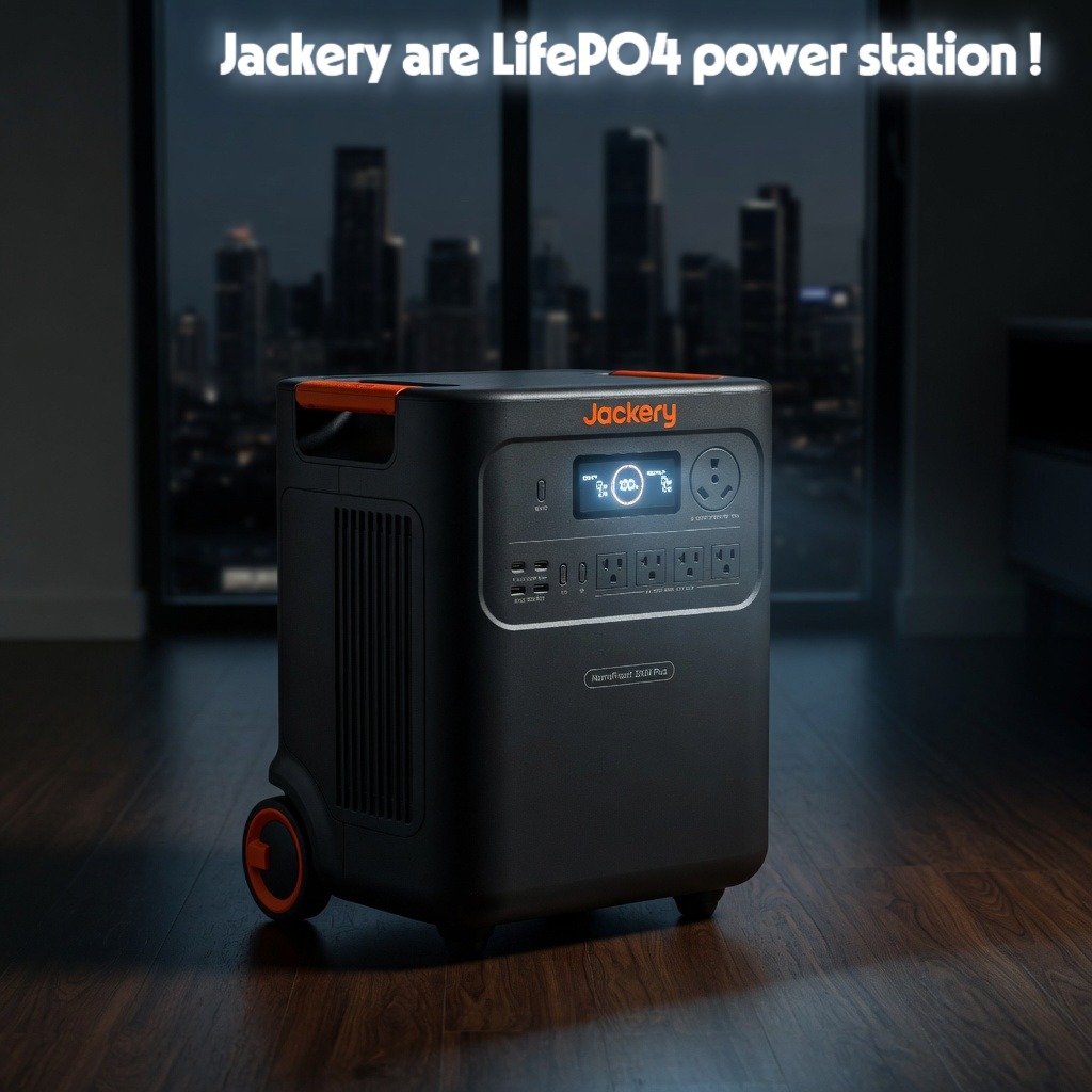 Safe LiFePO4 portable power station used indoors during an urban blackout.