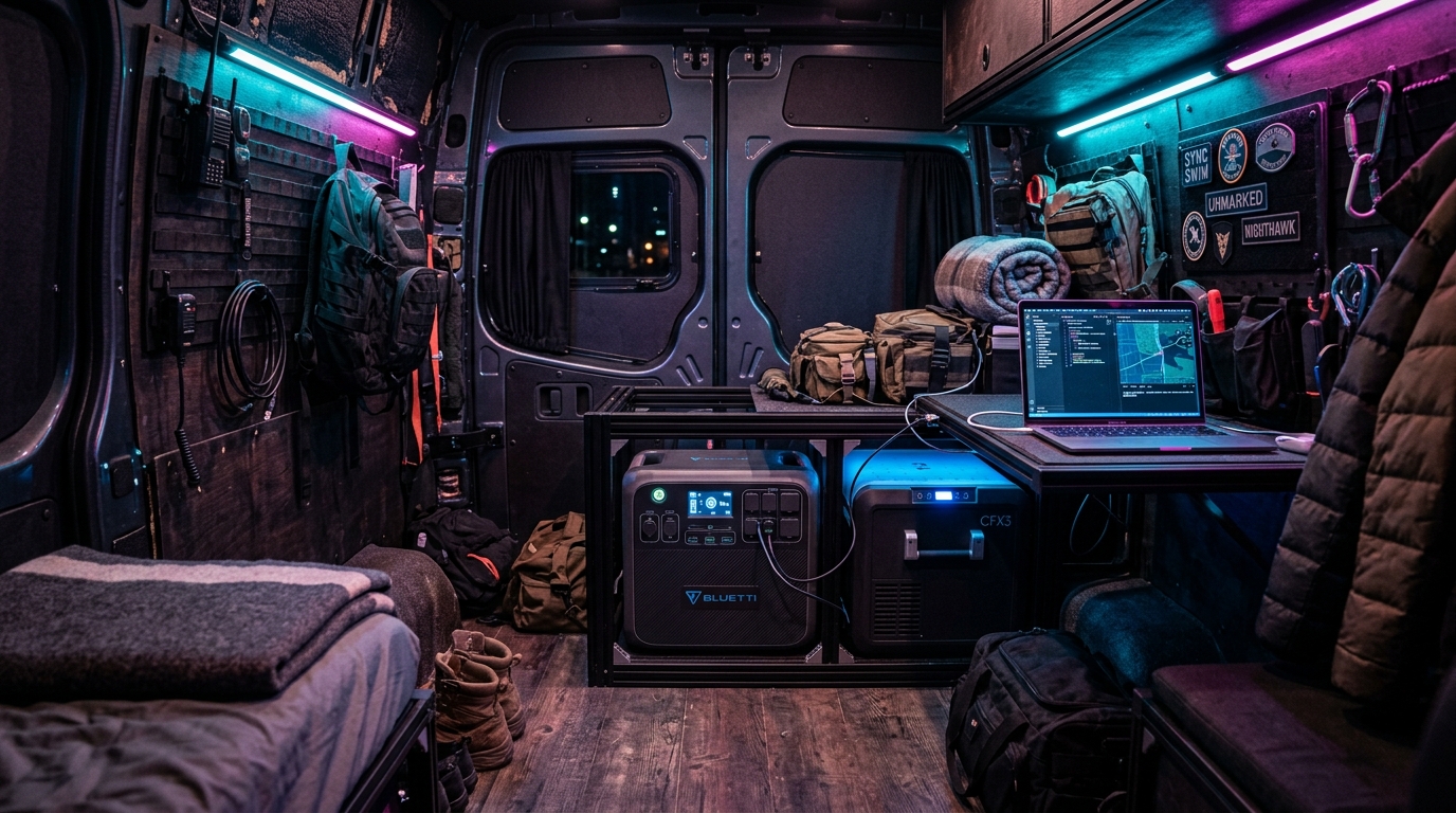 A reliable stealth camper power system using a portable solar generator.