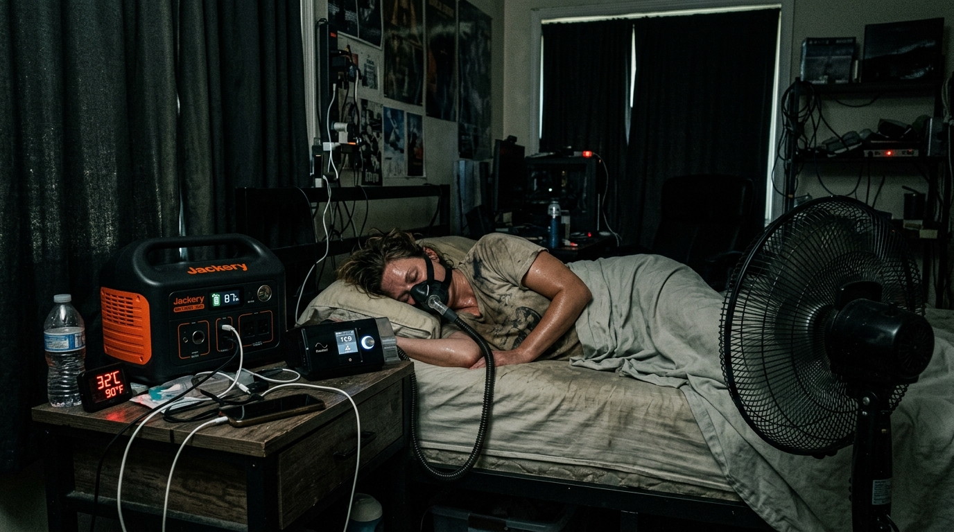 Surviving summer brownouts by powering fans and medical devices with a solar generator.