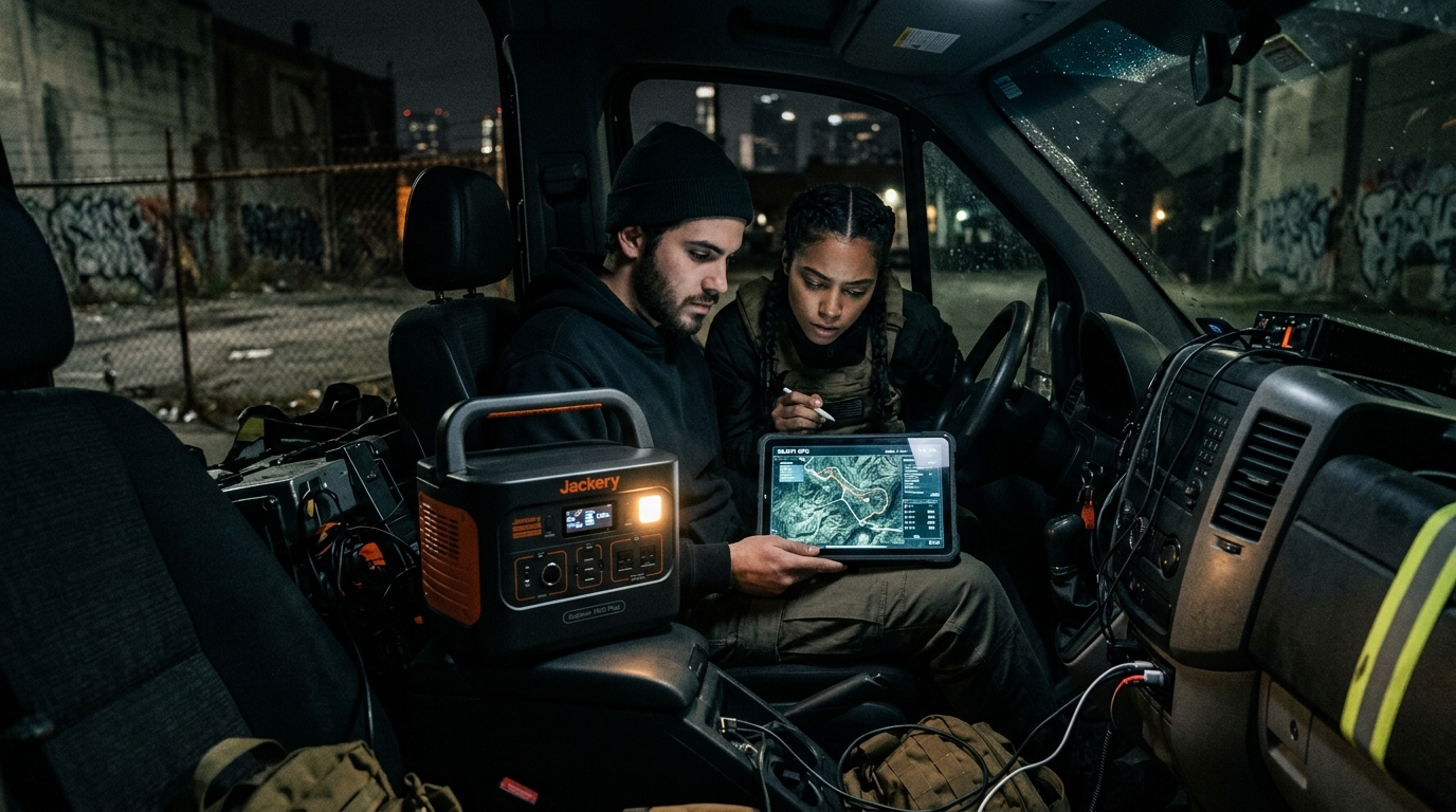 Maintaining evacuation OPSEC with a silent power generator inside a bug out vehicle.