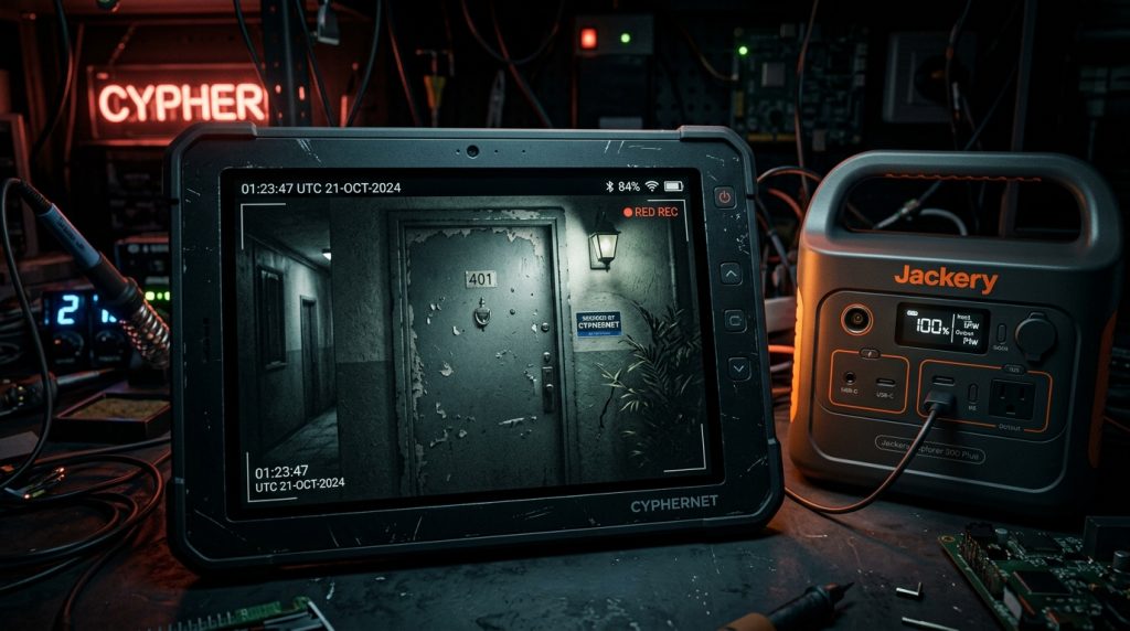 Monitoring off-grid security cameras during a blackout.