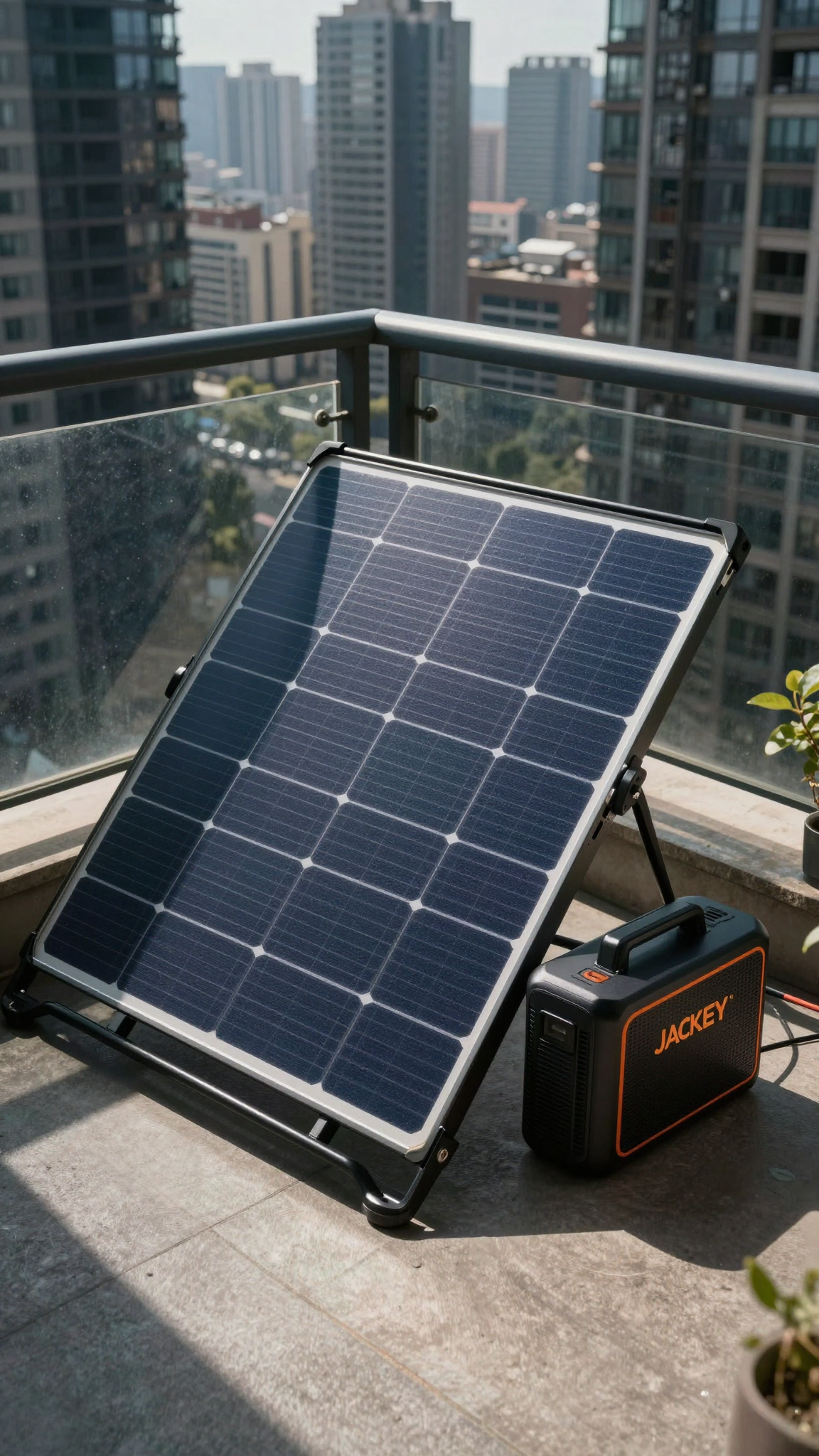 Deploying Jackery SolarSaga portable solar panels on an apartment balcony for off-grid power
