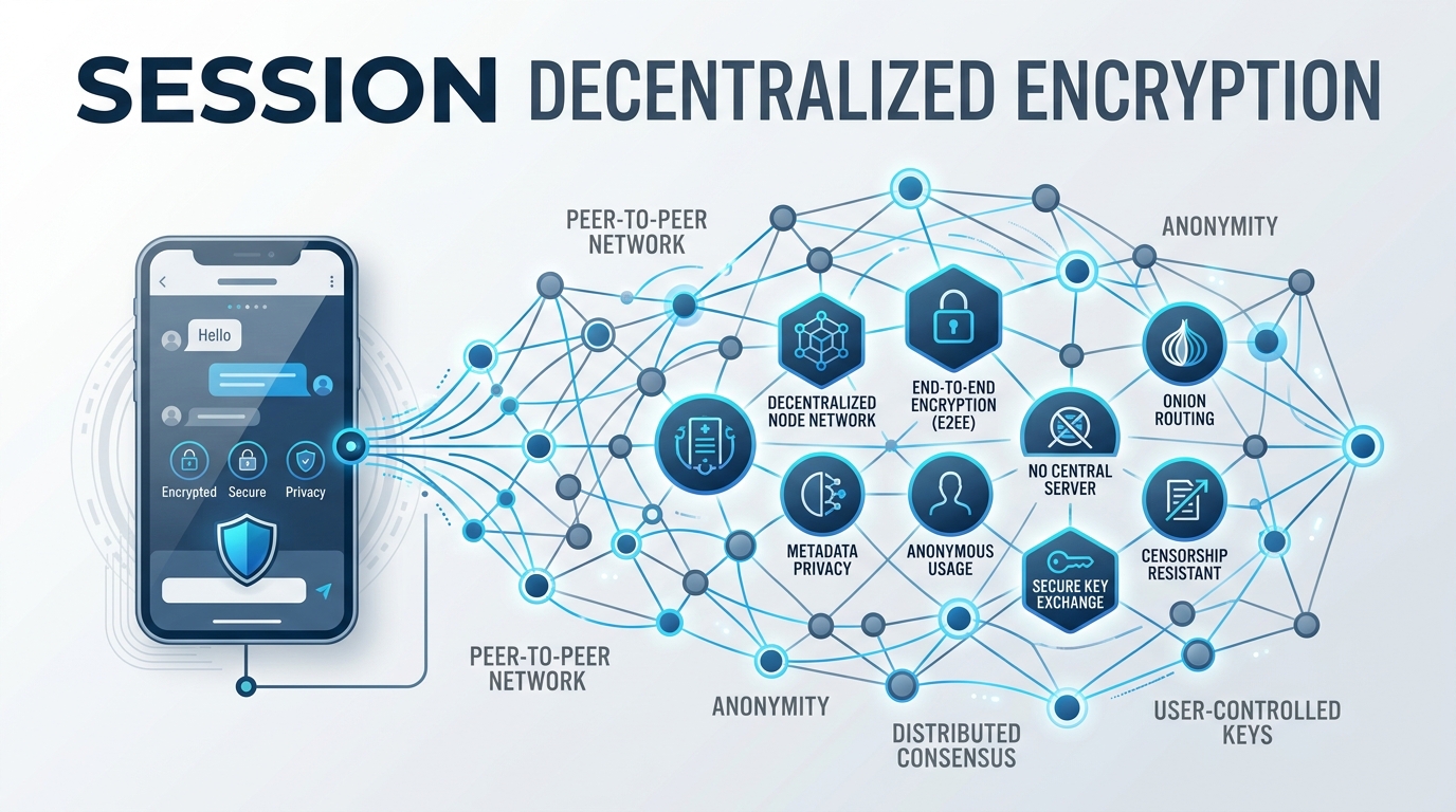 Session decentralized encryption for anonymous messaging without phone numbers